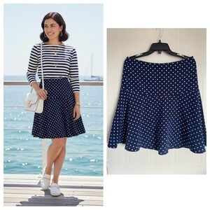 Ralph Lauren Parisian Chic Polka Dot Skirt Navy Preppy Flare